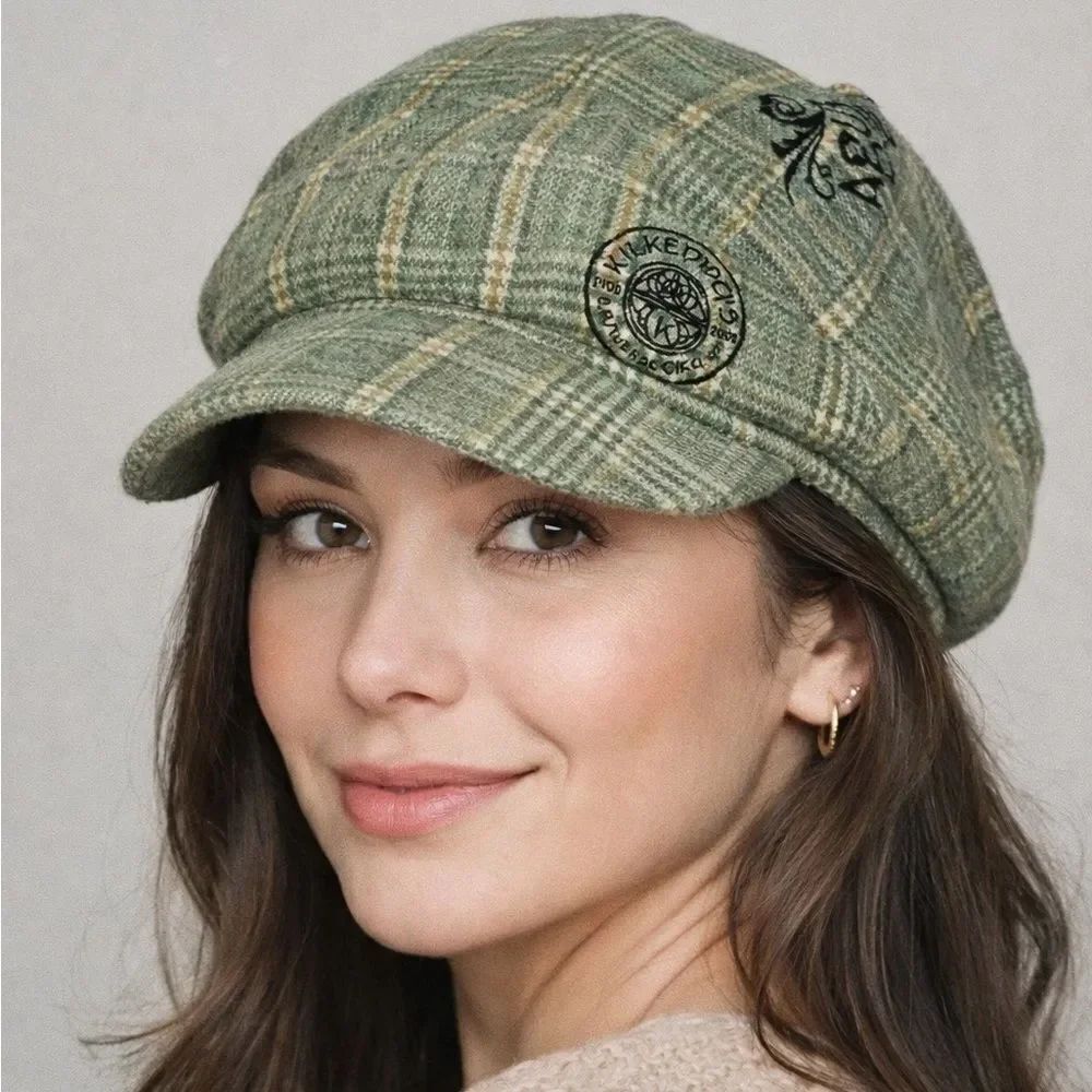 Alternative apparel green plaid wool women’s hat